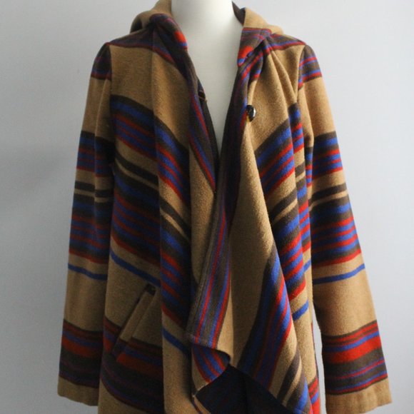 Maison Jules Sweaters - Maison Jules Women's Brown Striped Cardigan Hoodie